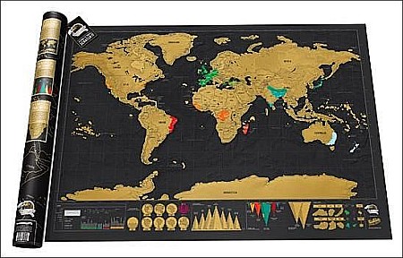 Ghiduri și hărți - Scratch map - Harta lumii razuibila 119x84 cm 