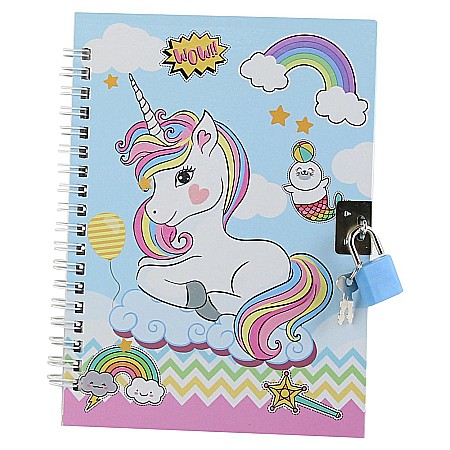 Papetărie și articole din hârtie - Agenda cu lacat unicorn 13x18cm 816