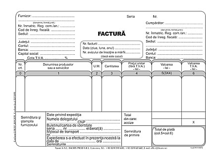 Tipizate și registre - Factura a5 3exemplare autocopiativ neperson. Coperta