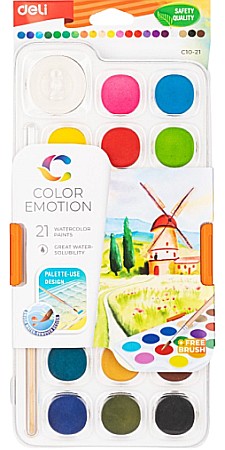 Acuarele școlare și Tempera - Acuarele 21 culori 28mm+pensula dlec10-21