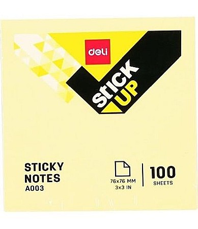 Papetărie și articole din hârtie - Notes adeziv 76x76mm galben 100 file Deli