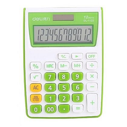Instrumente și accesorii birou - Calculator buzunar 12dig alb-verde 1122 deli dle1122g+++
