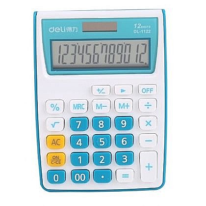 Instrumente și accesorii birou - Calculator buzunar 12dig alb-albastru 1122 deli dle1122b+++