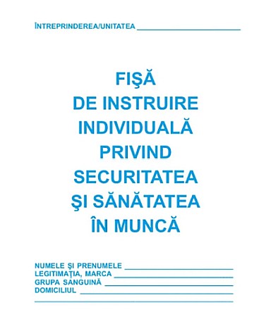 Tipizate și registre - Fisa instr indiv priv sanat si securit munca -coperta
