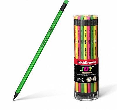 Rechizite școlare - Creion grafit cu radiera joy erich 43582