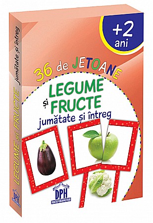 Cărți ilustrate și interactive - Jetoane legume si fructe jumatate si intreg