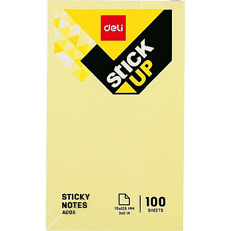 Papetărie și articole din hârtie - Notes adeziv 76x126 mm galben 100 file Deli