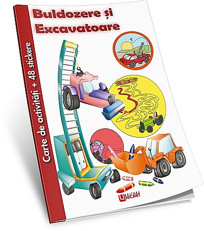 Hobby și activități pentru copii - Activitati+stickere-buldozere si excavatoare