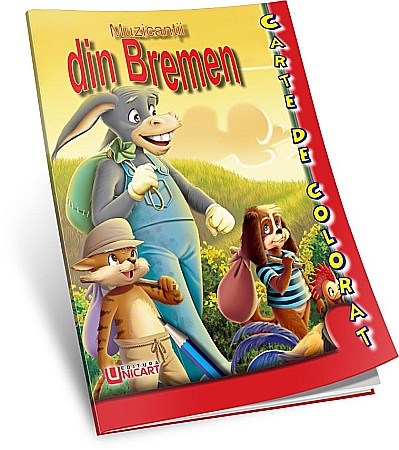 Cărți - Carte de colorat - Muzicantii din bremen – Hello Friend