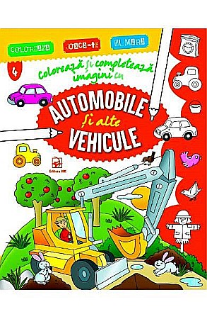 Cărți - Colorează și completează imagini cu automobile și vehicule