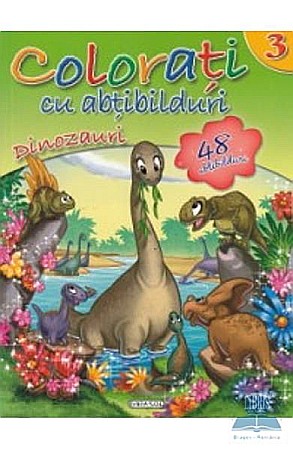Cărți de colorat - Colorează cu abțibilduri – Dinozauri