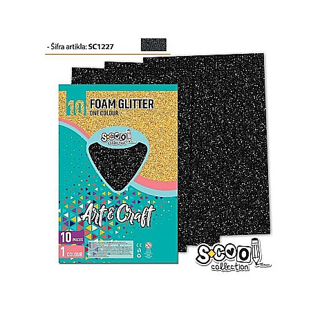 Hârtie pentru lucru manual - Hartie buretata glitter gri 20x30cm 1 coala S-Cool