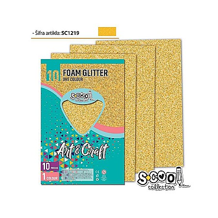 Promoții de Toamnă - Hartie buretata glitter aurie 20x30cm 1 coala S-Cool