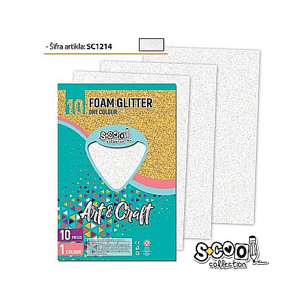 Hârtie pentru lucru manual - Hartie buretata glitter alba 20x30 cm 1 coala S-Cool