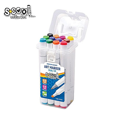 Markere cu 2 capete 6mm-3mm 12 culori S-COOL [1]