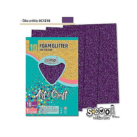 Hârtie pentru lucru manual - Hartie buretata glitter violet 20x30 cm 1 coala S-Cool