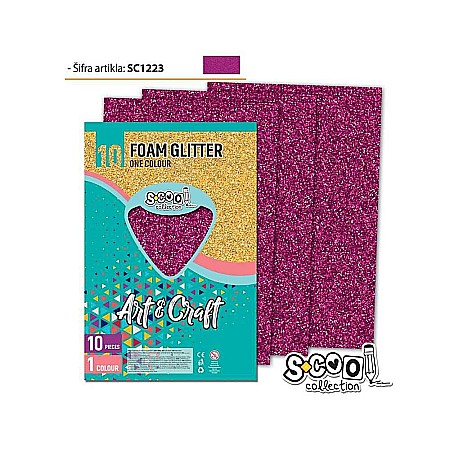 Hârtie pentru lucru manual - Hartie buretata glitter purpuriu 20x30 cm 1 coala S-Cool