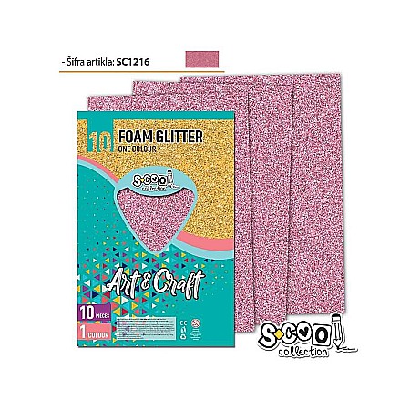 Hârtie pentru lucru manual - Hartie buretata glitter roz 20x30 cm 1 coala S-Cool