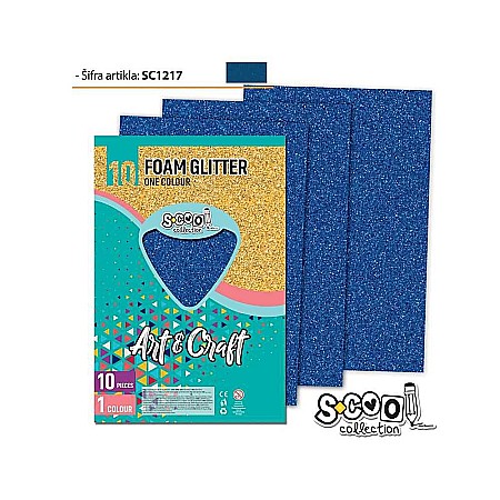 Caiete școlare și hârtie - Hartie buretata glitter albastra 20x30 cm 1 coala S-Cool