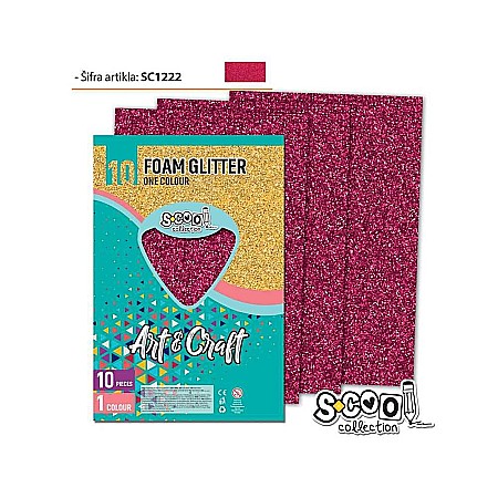 Hârtie pentru lucru manual - Hartie buretata glitter rubiniu 20x30cm 1 coala S-Cool