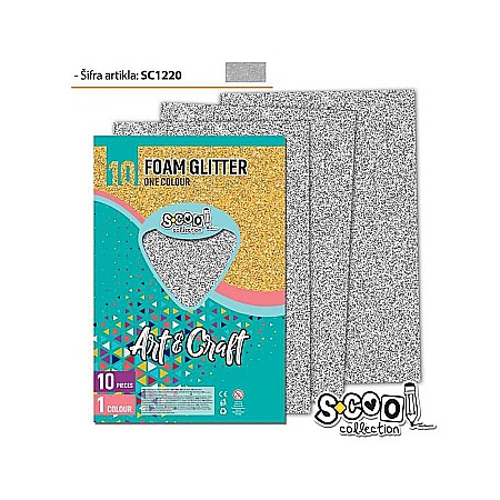 Caiete școlare și hârtie - Hartie buretata glitter argintie 20x30cm sc1220 / coala