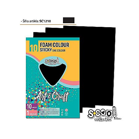 Hârtie pentru lucru manual - Hartie buretata adeziva neagra 20x30cm 1 coala S-Cool