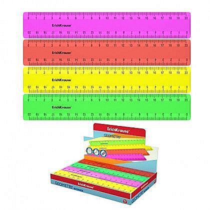 Rigle și Echere - Liniar 20cm Neon Solid în Diverse Culori Erich 50574