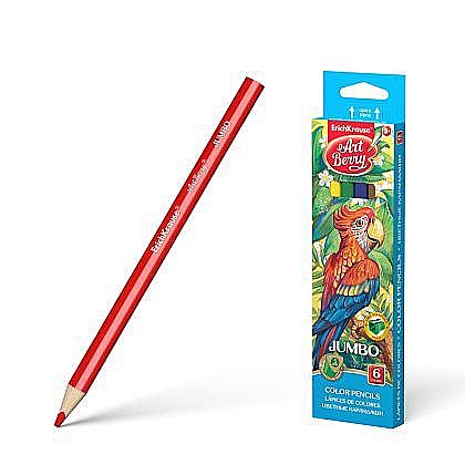 Rechizite școlare - Creioane Colorate 6/Set Jumbo cu Ascutitoare Erich 32473