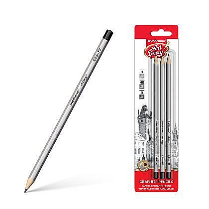 Creioane grafit și ascuțitori - Set 3 creioane grafice h,hb,b artberry erich 45390
