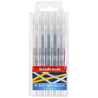 Birotică și accesorii birou - Pix cu gel Erich Krause R-301 metallic 6 buc /set