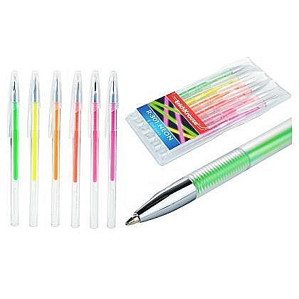 Rechizite școlare - Pix cu gel Erich Krause R-301 neon 6 buc /set