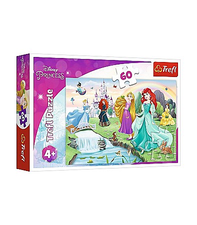 Jocuri educative și de societate - Puzzle trefl 60 disney princess intalneste printesa 17361