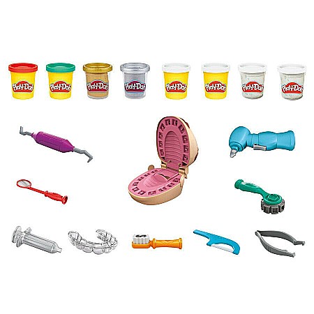 Plastilină și nisip kinetic - Play doh set dentistul cu accesorii si dinti colorati f1259
