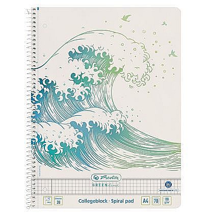 Caiete matematică - Caiet A4 70 file spirala matematica Wave greenline Herlitz