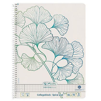Caiete matematică - Caiet A4 70 file spirala matematica Ginkgo greenline Herlitz