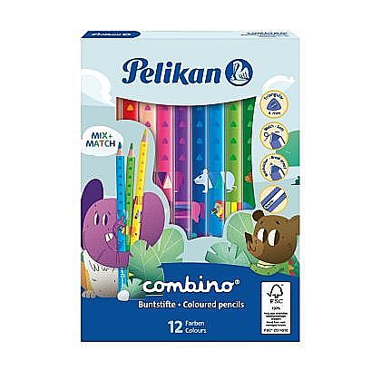 Rechizite școlare - Creioane Color Combino lacuite 12 buc /set Pelikan