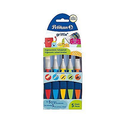 Set 5 pensule Griffix varf lat nr 12 si 6 + varf rotund nr 6, 10 si nr 10 pisica Pelikan [1]