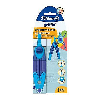 Rechizite școlare - Compas scolar ergonomic albastru Griffix Pelikan