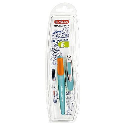 Stilouri școlare - Stilou My.Pen penita L corp turcoaz/orange Herlitz