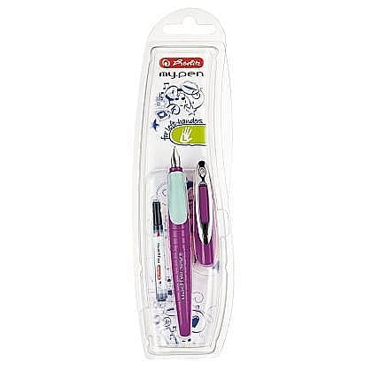 Stilouri școlare - Stilou Herlitz My.Pen penita L pentru stangaci lila menta