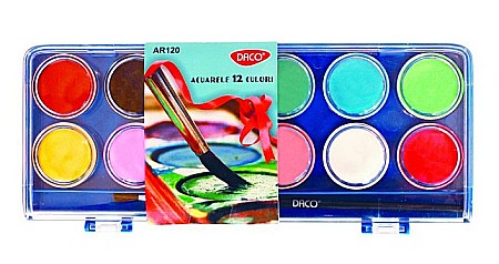 Acuarele școlare și Tempera - Acuarele 12 culori Daco