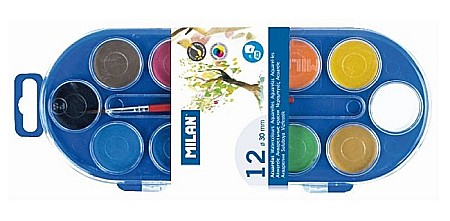 Acuarele școlare și Tempera - Acuarele 12 culori Milan