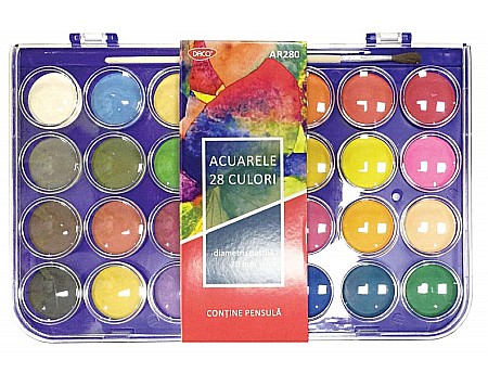 Acuarele școlare și Tempera - Acuarele 28 culori Daco