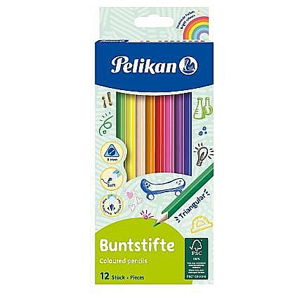 Rechizite școlare - Creioane Color, 12/Set, Secțiune Triunghiulară, Mină 3mm, 700115