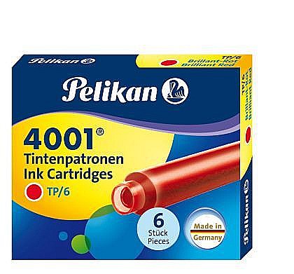 Rezerve pixuri și cerneală - Patroane 4001 mici cerneala 6 buc/ set rosu Pelikan