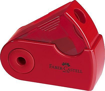 Creioane grafit și ascuțitori - Ascutitoare plastic simpla Sleeve-Mini rosie-albastra Faber-Castell