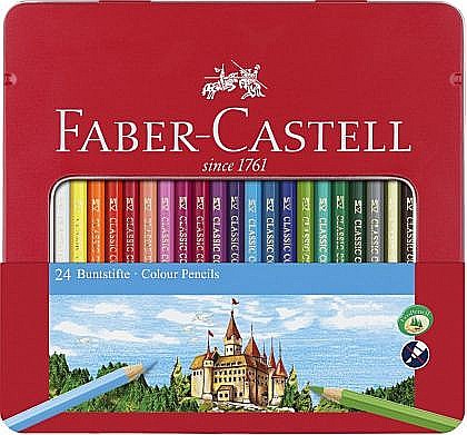 Creioane colorate - Creioane colorate 24 culori cutie metal Faber-Castell