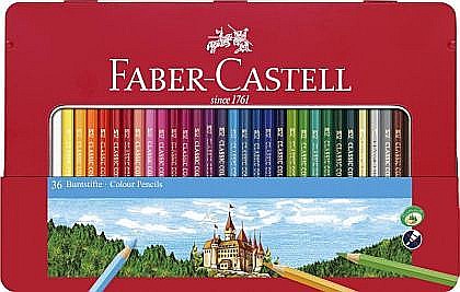 Creioane colorate - Creioane colorate 36 culori cutie metal Faber-Castell