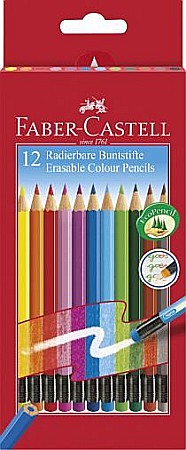 Creioane colorate - Creioane colorate cu radiera 12 culori Faber-Castell