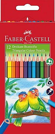 Creioane colorate - Creioane colorate triunghiulare 12 culori si ascutitoare Faber-Castell